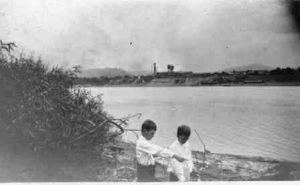 Paul and cousin Frank Tracy on the bank of the Ohio River